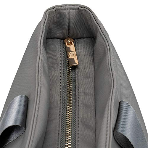 Badgley Mischka Uncomplicated Nylon Weekender Travel Bag, Lightweight Duffel Tote for Women, Carry On Overnight Bag (Grey)