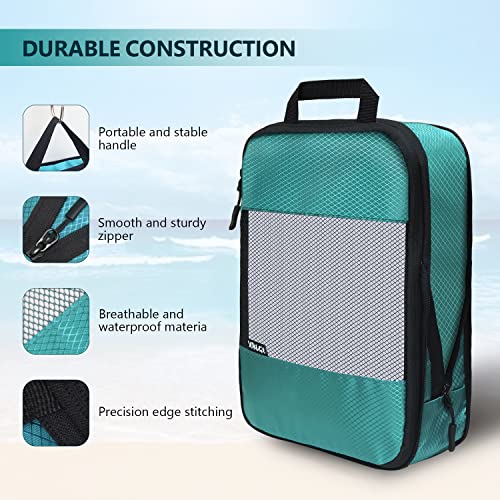 Compression Packing Cubes for Suitcases,5 Set Travel Essentials, Lightweight Luggage Organizer Bags, Travel Cubes for Carry on(Green)