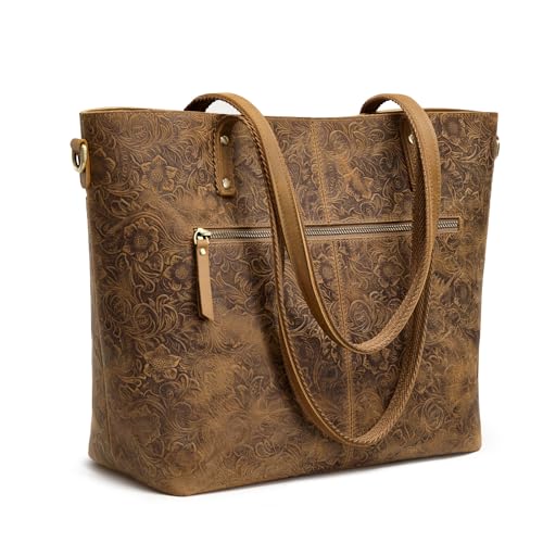 S-ZONE Leather Tote Bag for Women Large Work Totes Designer with Adjustable Strap