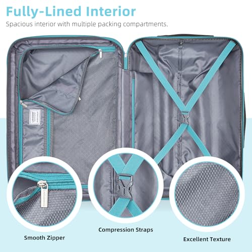 LARVENDER Luggage Sets 6 Piece, Expandable PC+ABS Hardside Multicolor Suitcase Sets with TSA Lock Double Spinner Wheels, Cotton Candy