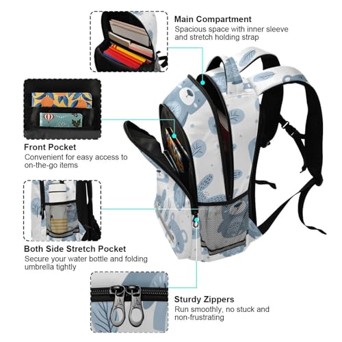 KLL Bear and Rabbit Pastel Blue fun kids backpack with large bookbags for middle school para bebes varon