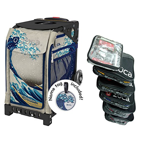 ZUCA Great Wave Sport Insert Bag with Black Frame (Non-Flashing Wheels), and Special Set of 5 Packing Pouches + Toiletry Bag Bundle
