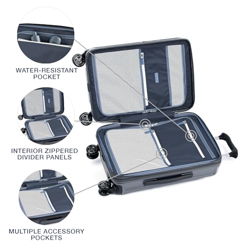 Travelpro Platinum Elite Hardside Expandable Carry on Luggage, 8 Wheel Spinner, TSA Lock, Hard Shell Polycarbonate Suitcase, Vintage Grey, Carry on 21-Inch