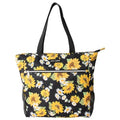 Betsey Johnson 15.6 Inch Zipper Beach Tote Bag with Cosmetic Pouch Lightweight Large Durable Polyester with Mesh Side Pockets for Gym Work, Sunflowers