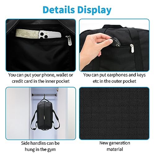 Apenze Small Gym Bag 14 inch lightweight Carry On Mini Duffel Bag for Travel Sport - Black