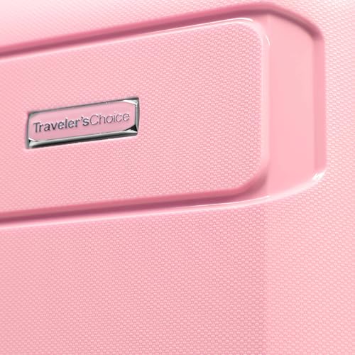 Traveler's Choice Pagosa Hardshell Expandable Luggage with Spinner Wheels, Pink, 22-Inch Carry-on