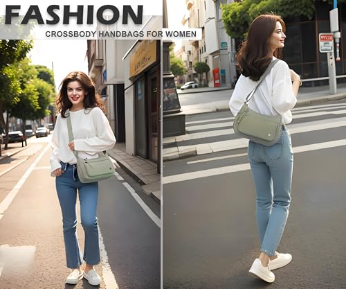 Pealwel Casual Crossbody Bag with Anti Theft Pocket - Women Lightweight Water-Resistant Purse Bag (Light Green)