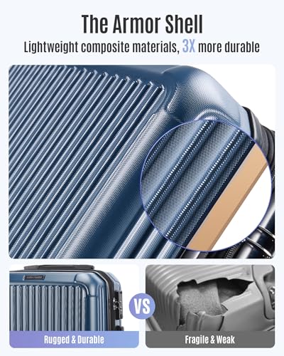 LIGHT FLIGHT Carry On Luggage 22x14x9 Airline Approved, Durable Hard Shell Carry On Suitcases with Wheels, Expandable Hardside Lightweight Travel Luggage with TSA Lock, Dark Green