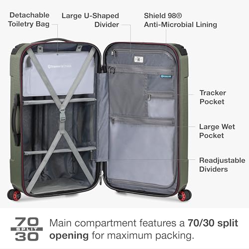 Traveler's Choice Maxporter II Polycarbonate Hardside Trunk with Spinner Wheels, Green, 28-Inch Medium Trunk