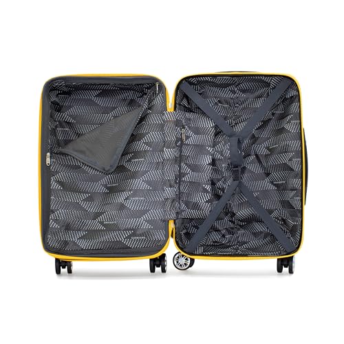 Gabbiano Bravo Expandable Hardside Suitcases with Spinner Wheels, Rolling Travel Bag Bundle, Lightweight ABS Hardshell, 3-Piece Hardside Luggage Set (Yellow, Carry-On 21")