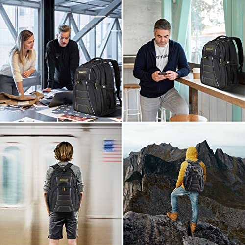Olympia Tools Travel Laptop Backpack 18.5 inch, Business Anti Theft Slim Durable Laptops Backpack, Water Resistant College School Computer Bag Gifts for Men & Women Fits 17 Inch Notebook, Black