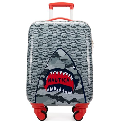 Nautica Kids 18" Hardside Carry-on Suitcase with Spinner Wheels, Shark Attack