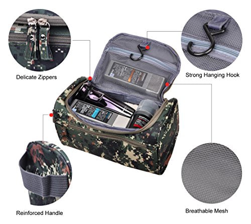 Vercord Mens Toiletry Bag Wash Travel Small Shaving Dop Kit Shower Bathroom Ditty Hygiene Bag Camo Mosaic