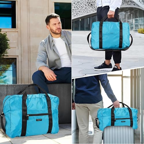 London Fog Nylon Foldable Duffle Bag, Blue Lagoon