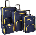 Rockland Fashion Softside 4 Piece Luggage Set, Expandable, (14" Tote/19"/24"/28"), Navy