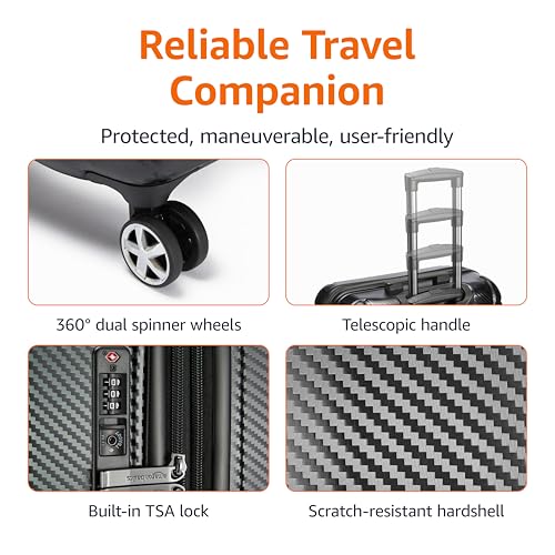 Amazon Basics 30-Inch Hardside Checked Spinner Luggage With TSA Lock, Lightweight Expandable Suitcase, Scratch-Resistant Surface, 8 Multi-directional Wheels, Black