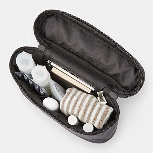MUJI 02869076 Nylon Pouch with Handle, Thin, Black, Approx. 4.9 x 8.1 x 2.4 inches (12.5 x 20.5 x 6 cm)