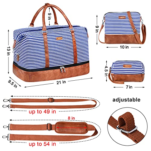 IBFUN Weekender Bags for Women - 21" Travel Duffle with Shoe Compartment - Carry On Overnight Duffel for Weekend Travel & Business Trips, 3PCS