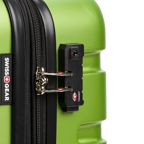 SwissGear 7366 Signature Hardside Expandable Luggage with Spinner Wheels, TSA Lock, Green, Checked-Medium 23-Inch