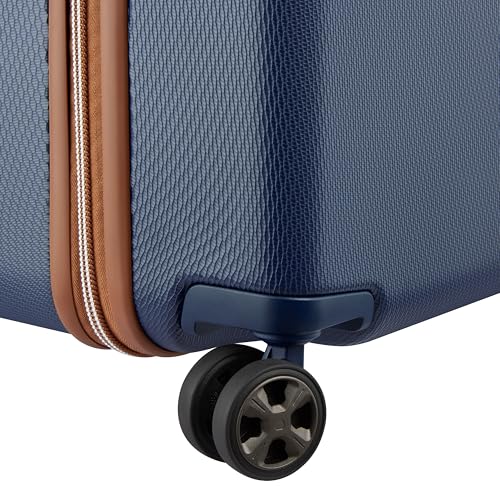 DELSEY PARIS Chatelet Air 2.0 Checked Luggage Trunk 26 Inch, Hardside Polycarbonate Suitcase, Dual-Density Spinner Wheels, TSA Lock, Navy Blue