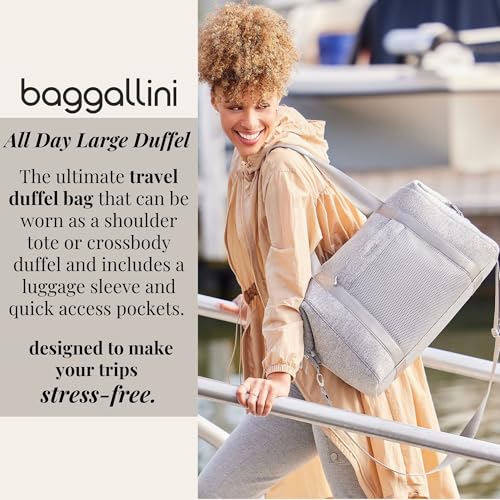 Baggallini Womens All Day Large Duffel, Midnight Blossom Print