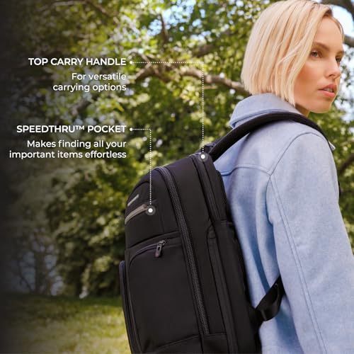 Briggs & Riley Slim Expandable Backpack - Carry On Travel Backpack for Women & Men, Personal Item Bag, Self-Repairing Zippers, Padded Straps, Fits up to 16" Laptop - HTA Collection, Forest