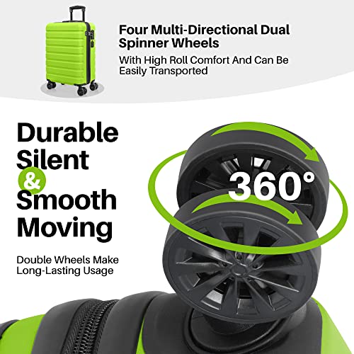 AnyZip Suitcase Hardside PC ABS Lightweight USB Luggage with Wheels TSA Lock Checked-Large 28 Inch AppleGreen