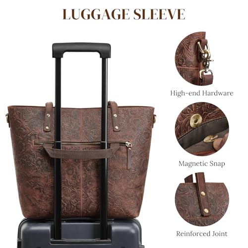 S-ZONE Leather Tote Bag for Women Large Work Totes Designer with Adjustable Strap