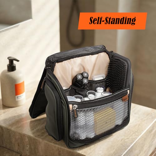 WELKINLAND 13-Pocket Hanging Toiletry Bag, Waterproof Mens Hanging Toiletry Travel Bag, Large Mens Dopp Kit For Travel, Fully Openable Bathroom Travel Bag For Men, Shaving Kit Bag For Men Travel