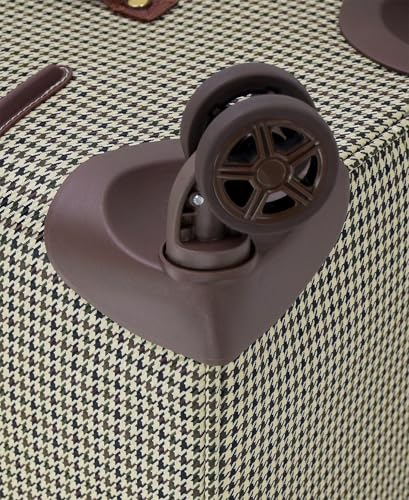 London Fog Cambridge 25" Expandable Spinner Softside Suitcase, Olive Houndstooth
