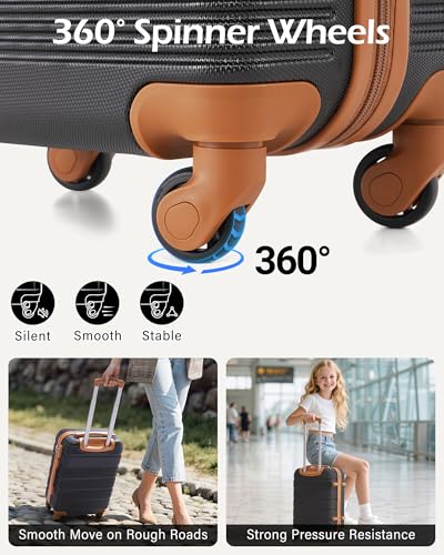 LONG VACATION 6 Piece ABS+PC Hardshell Luggage Set with Spinner Wheels, Lightweight suitcase set with TSA Lock & YKK Zipper