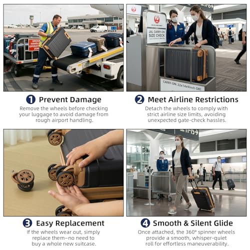 Cobens Luggage Sets 5 Piece Durable Suitcase Set with Spinner Wheels, Hard Shell Carry on Luggage with TSA Lock, Large Checked Travel Suitcases for Men and Women