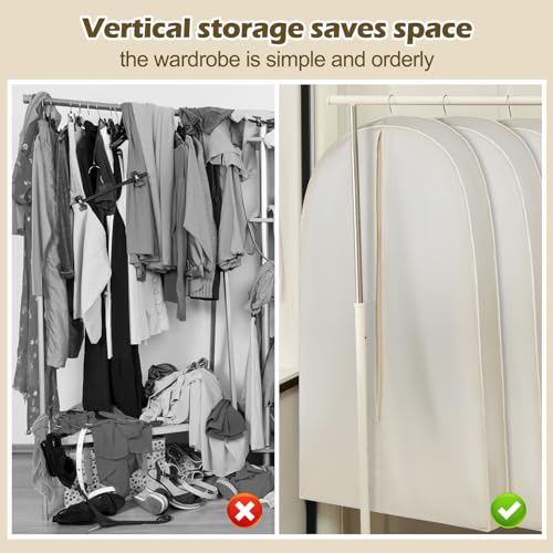 GliCraft 42 Inch Acid Free Cotton Muslin Suit Garment Bag Long Dress Suit Storage Box Closet Organizer for Suits, Coats, Travel Bag