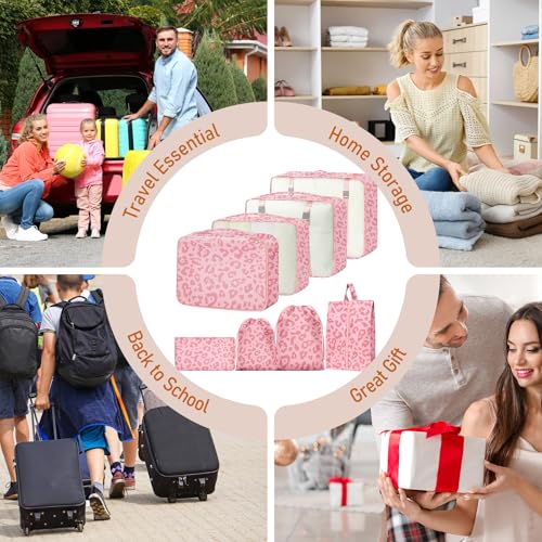 YEEYAA Packing Cubes for Travel - 8 Set Luggage Organizer Bags for Family, Mesh Breathable Packing Cubes for Suitcases Durable Travel Essentials Bags Set