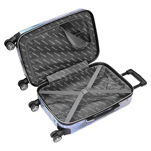 Steve Madden 28 Inch Checked Luggage Collection - Scratch Resistant (ABS + PC) Hardside Suitcase - Designer Lightweight Bag with 8-Rolling Spinner Wheels (Diamond)