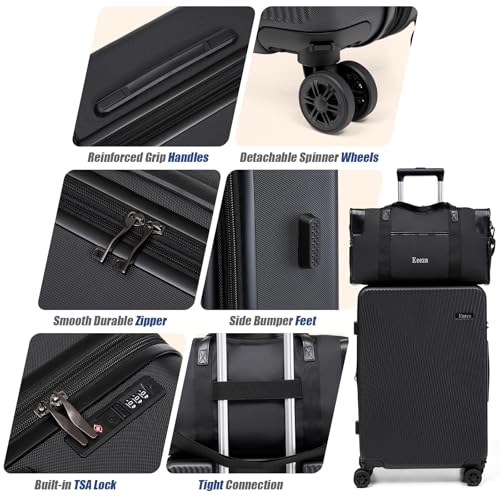 Eeeza Expandable Luggage Sets 5 Piece,Suitcases with Detachable Wheels,ABS Hard Case Luggage with TSA Lock Spinner Wheels,Carry On Luggage Set