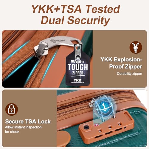 Romswi 30" Hardside Checked Luggage, Large Checked Suitcase with Dual Spinner Wheels, Hardshell Suitcase with TSA Lock,YKK Zipper, Scratch-Resistantr Green
