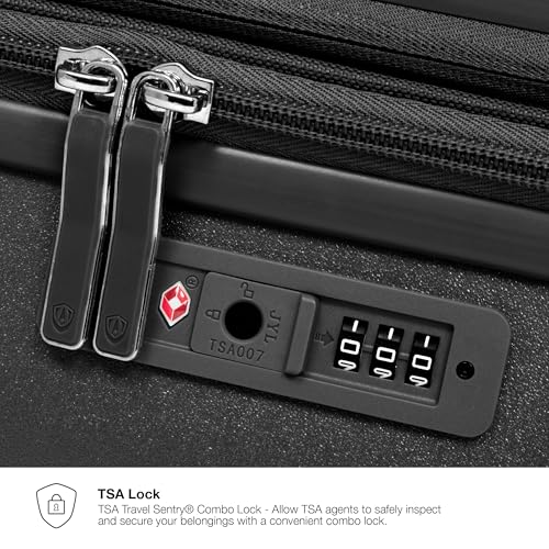 Traveler's Choice Elm 21" Carry-on Expandable Spinner Luggage Set - Matte Black