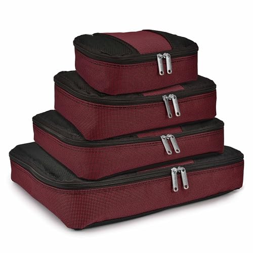 Travel Select Amsterdam Softside Expandable Luggage with Rolling Wheels, Red, 8-Piece Set (15/21/25/29) with Packing Cubes