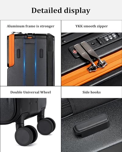 Joyway Carry on Luggage Airline Approved with Charging Port, Lightweight Hardside 20 Inch Carry-on Suitcase with TSA Lock and Spinner Wheels, Black