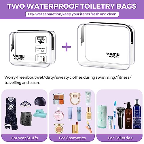 YAMIU Packing Cubes for Suitcases, 7 Pcs luggage organizer bags with Shoe Bag, 2 Waterproof Travel Toiletry Bags, Travel Cubes for Travel Essentials Travel Accessories