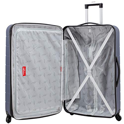 Wrangler Smart Spinner Hardside Luggage, 3 Piece Set, Navy Blue