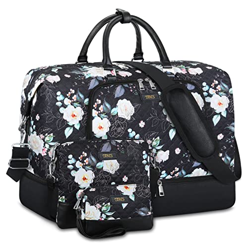 Travel Weekender Bag for Women, 21" Overnight Bag with Shoe Compartment 50L Large Travel Duffel Bag Carry On Tote for Weekend, Overnight, Business Trips, Water Resistant