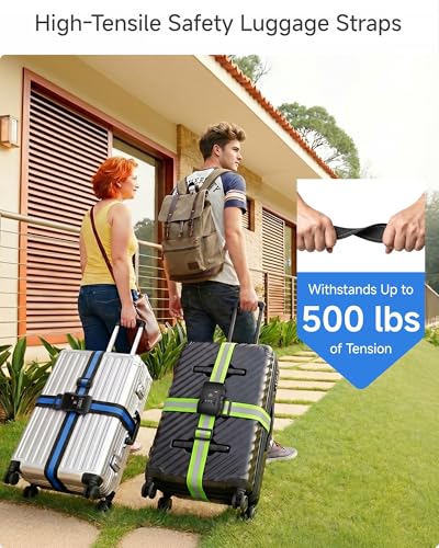 LUGGEX Luggage Straps TSA Approved, Luggage Straps for Suitcases, Easy Adjustable & Reinforced Buckle (Orange-Yellow 20-32inch, 2 Pack)