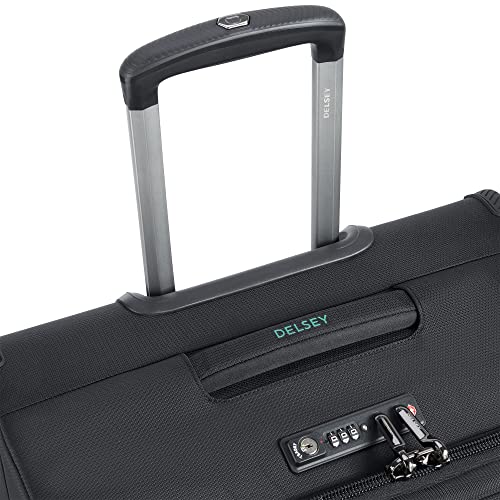 DELSEY PARIS Helium DLX Softside Expandable Luggage with Spinner Wheels, Black, Checked-Medium 25 Inch