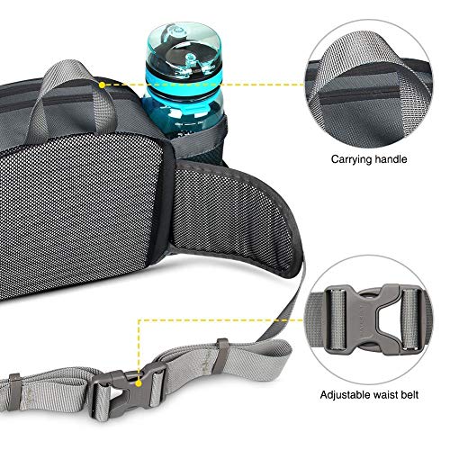WATERFLY Fanny Pack Waist Bag: Fannie Pack 2 Water Bottle Holders Lumbar Belt Hiking Walking Running Jogging Camping Large Woman Man (Bottle Not Included)