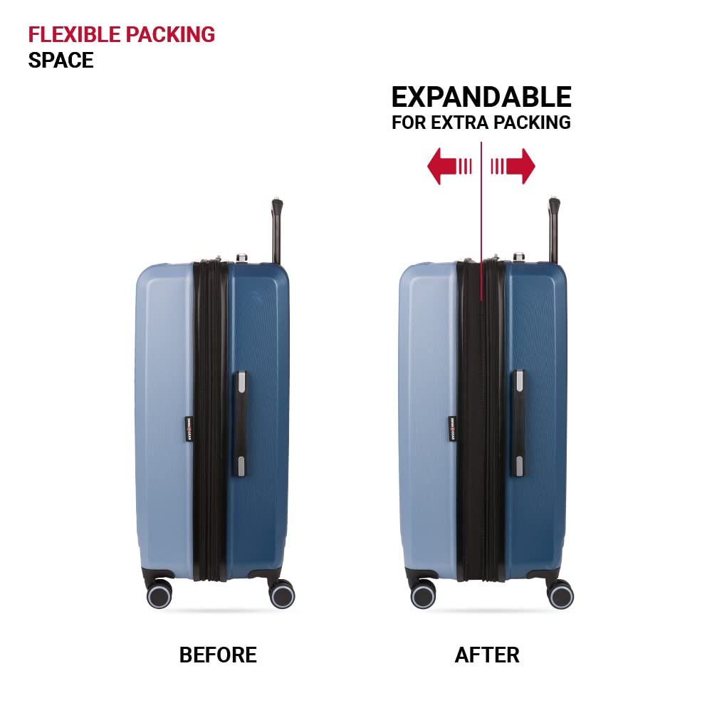 SwissGear Duet Expandable Luggage, Hard Shell Large Luggage with Spinner Wheels