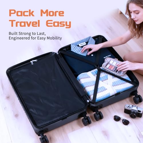 Rosamo Luggage Sets 3 Piece, ABS Suitcase Set (20/24/28), Hardside luggage with Spinner Wheels, Travel Luggage,14x8x9 Airline Approved Carry on, Lightweight Luggage with High-Security Lock