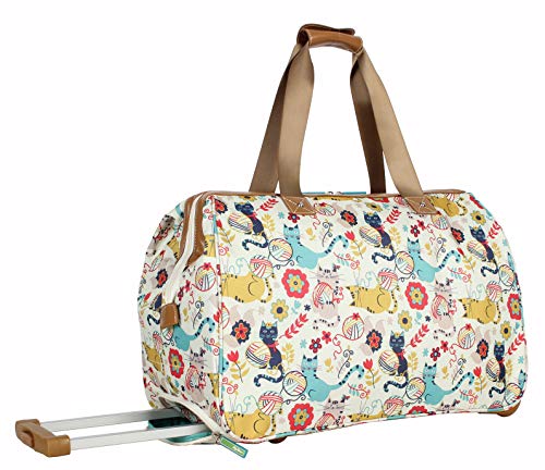 Lily Bloom Pattern 22 Inch Duffel Bag with 2-Rolling Wheels, Weekender Overnight Travel Lightweight Carry-On Suitcase For Women