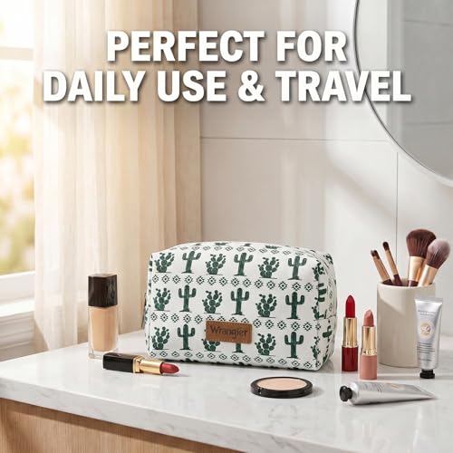 Montana West X Wrangler Travel Makeup Bag Waterproof Cosmetic Bag Portable Makeup Pouch for Women Large Toiletry Bag